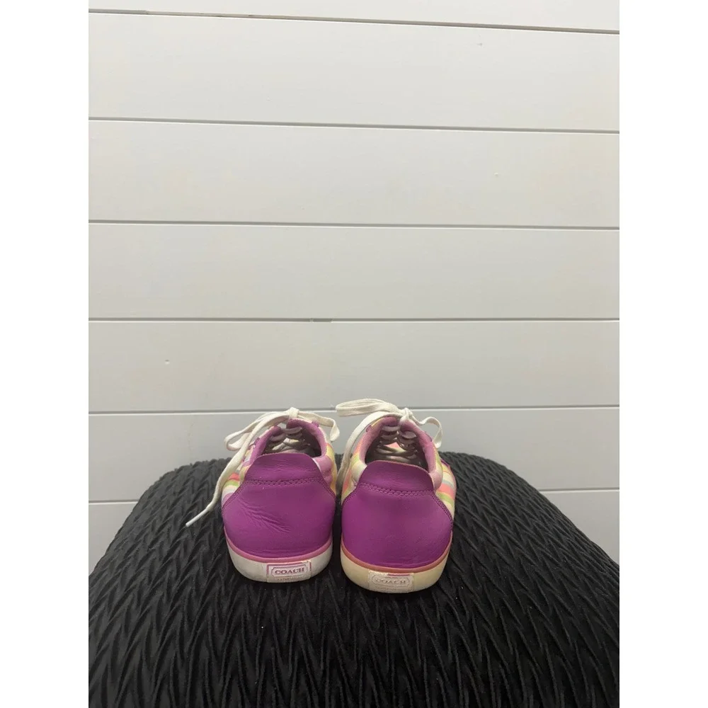 Coach Barrett Hamptons Women's Rainbow Multicolor Striped Sneakers Size 9B